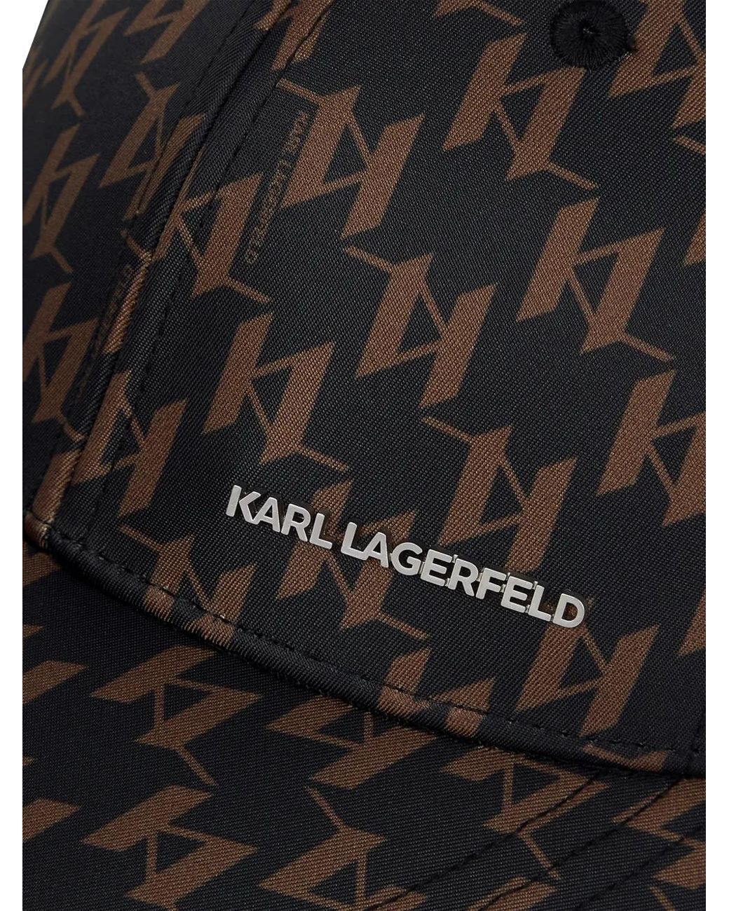 Karl Lagerfeld Black Monogram-Print Cap for men