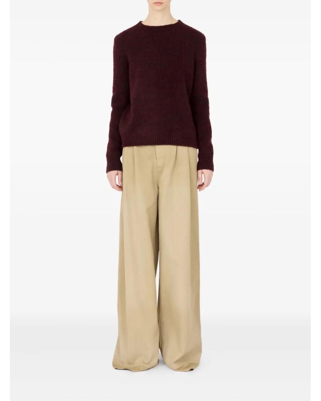 Maison Margiela Purple Burgundy Sweater Features A Crew Neck