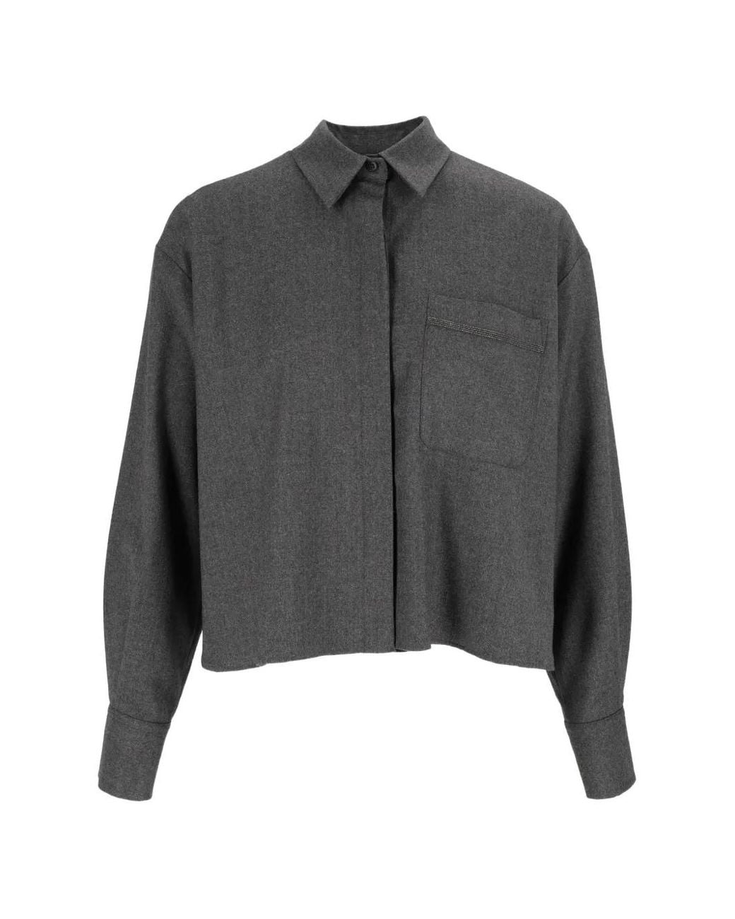 Antonelli Gray Bead-Embellished Cropped Shirt