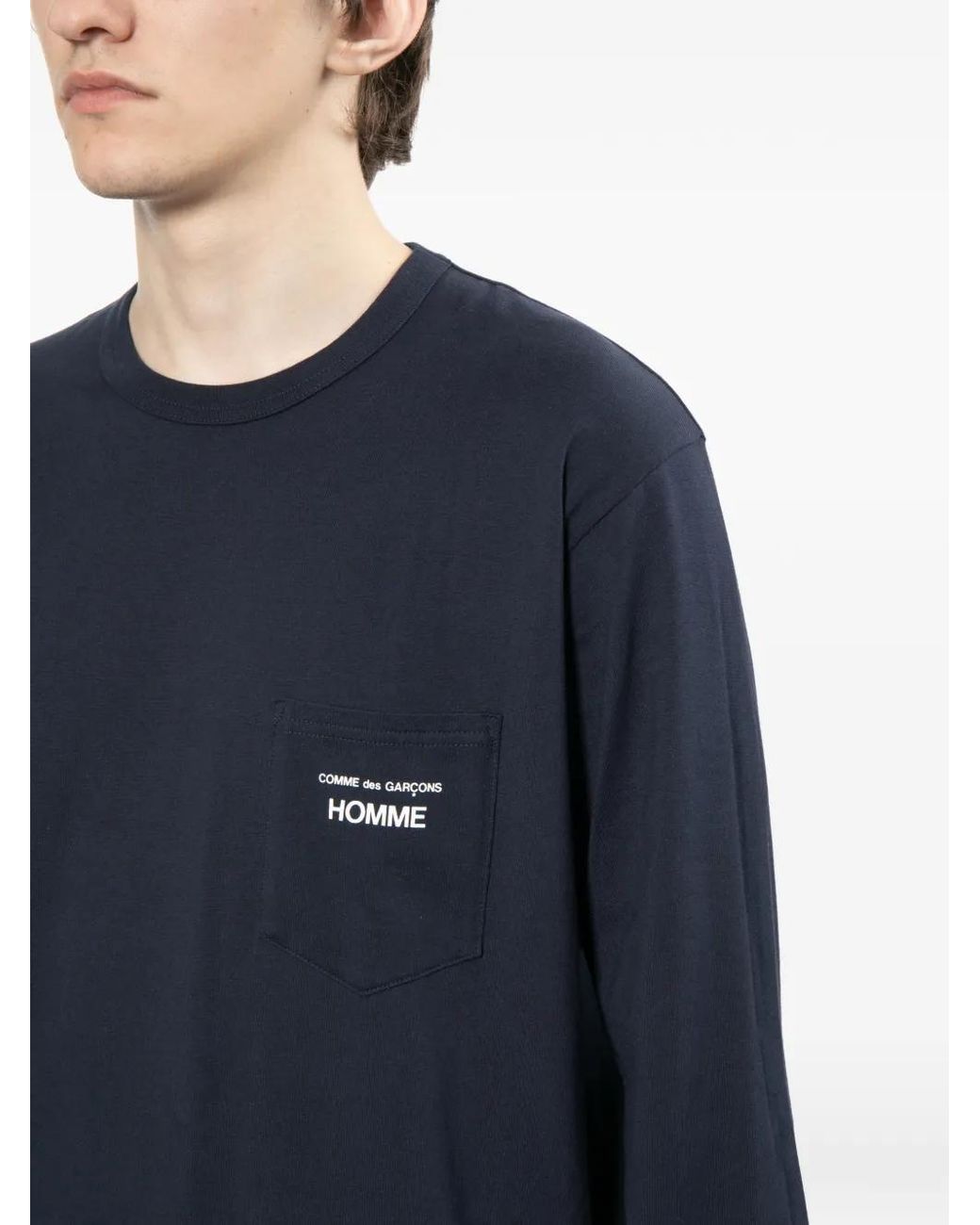Comme des Garçons Blue Logo-Print T-Shirt for men