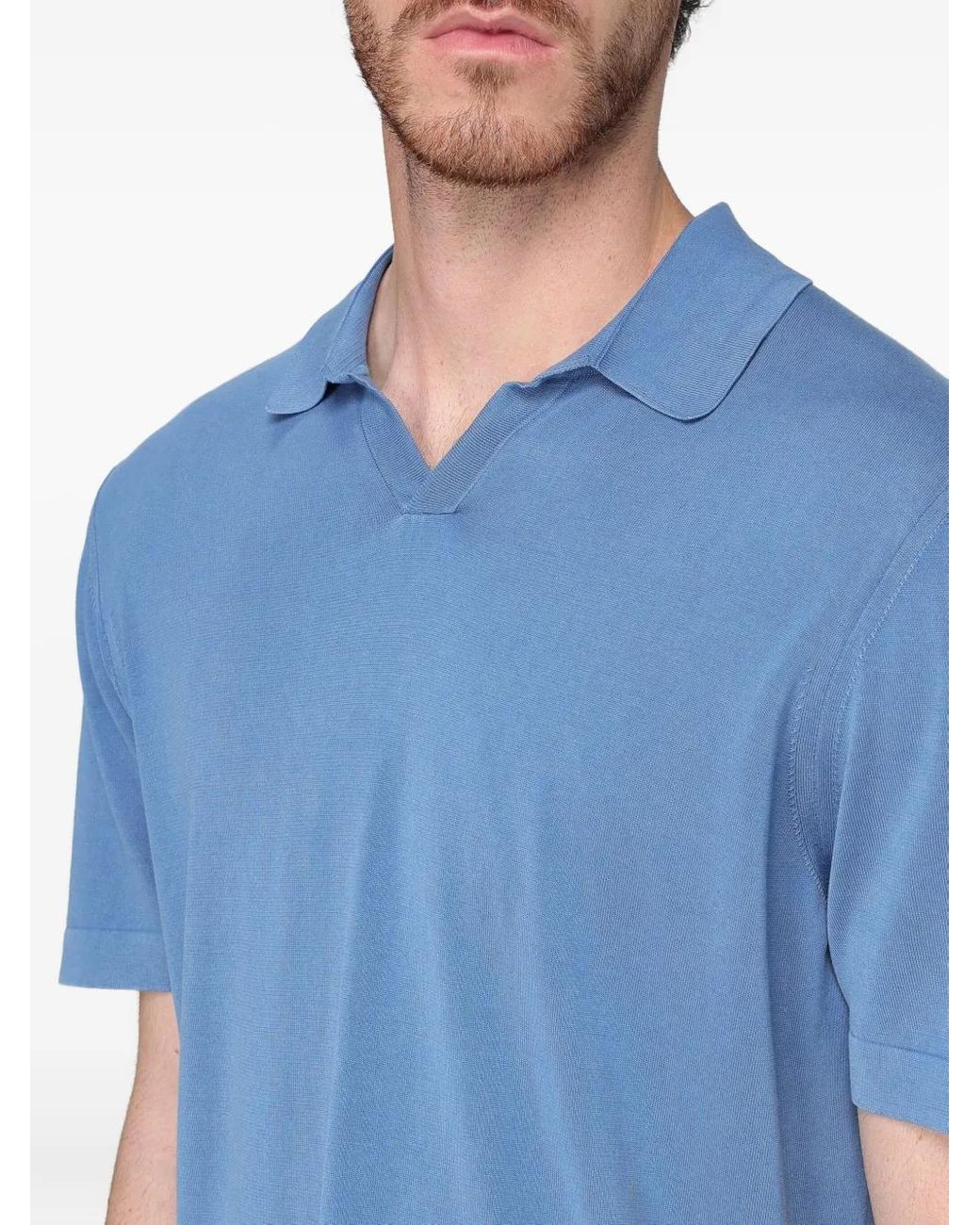 Tシャツ・カットソー Drumohr TSHIRT L/S FROSTED (17882) Drumohr Frosted Button T-Shirt in Blue for Men | Lyst