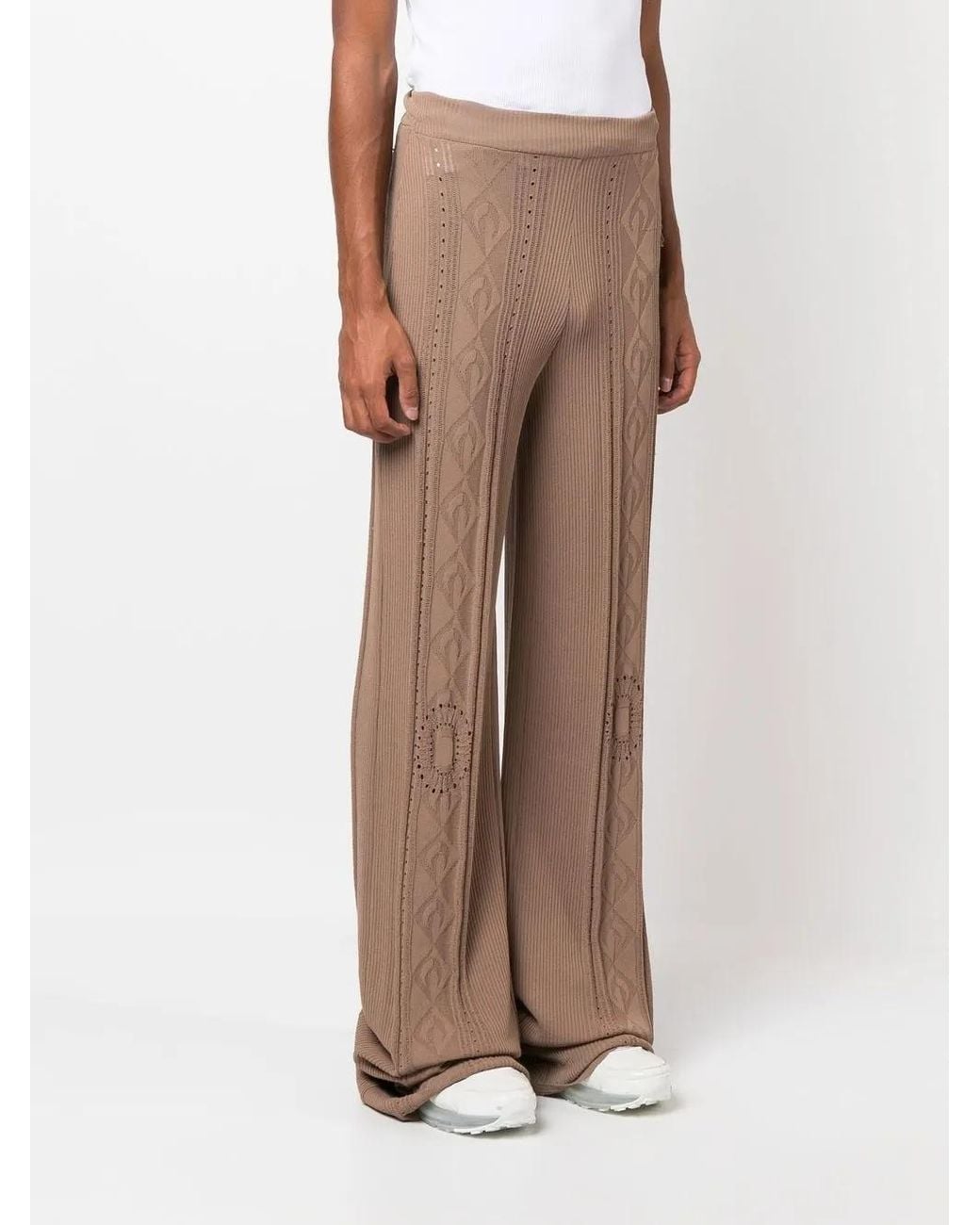 MARINE SERRE Natural Neutral Pointelle Knit Trousers