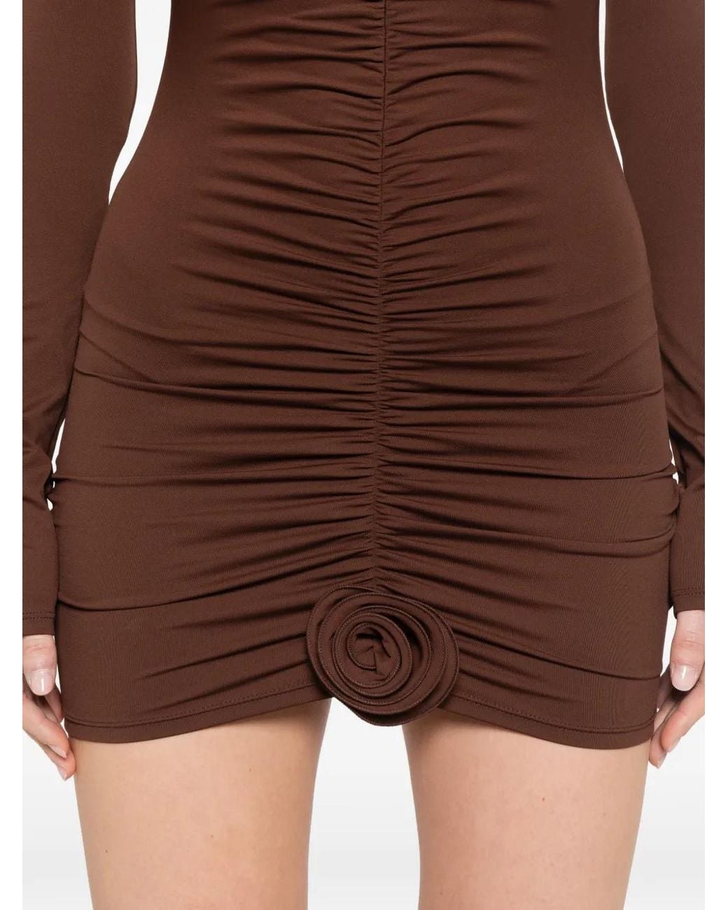 LaRevêche Brown Lillibet Ruched Mini Dress
