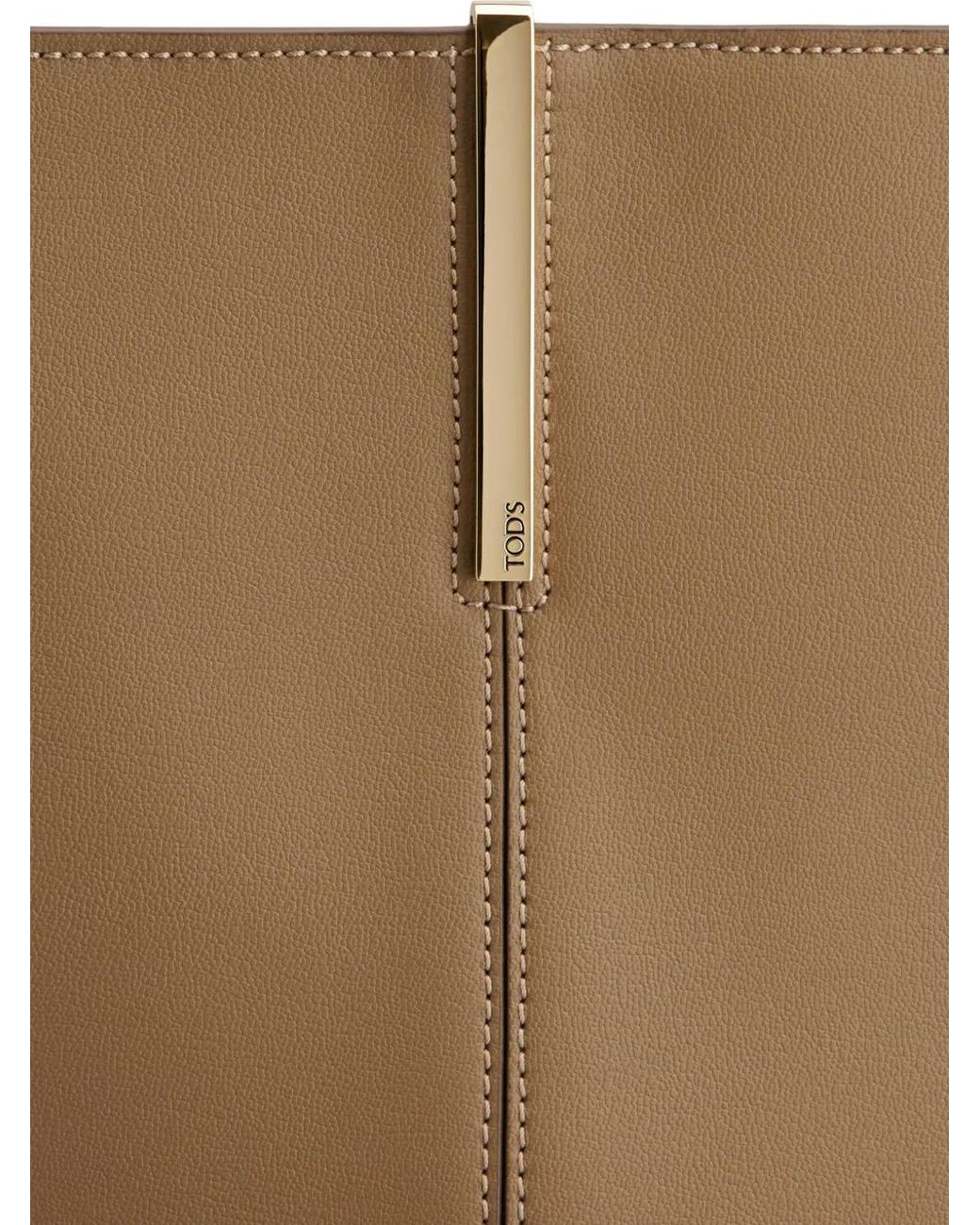 Tod's Brown Logo Engraved Medium Shopping Bag