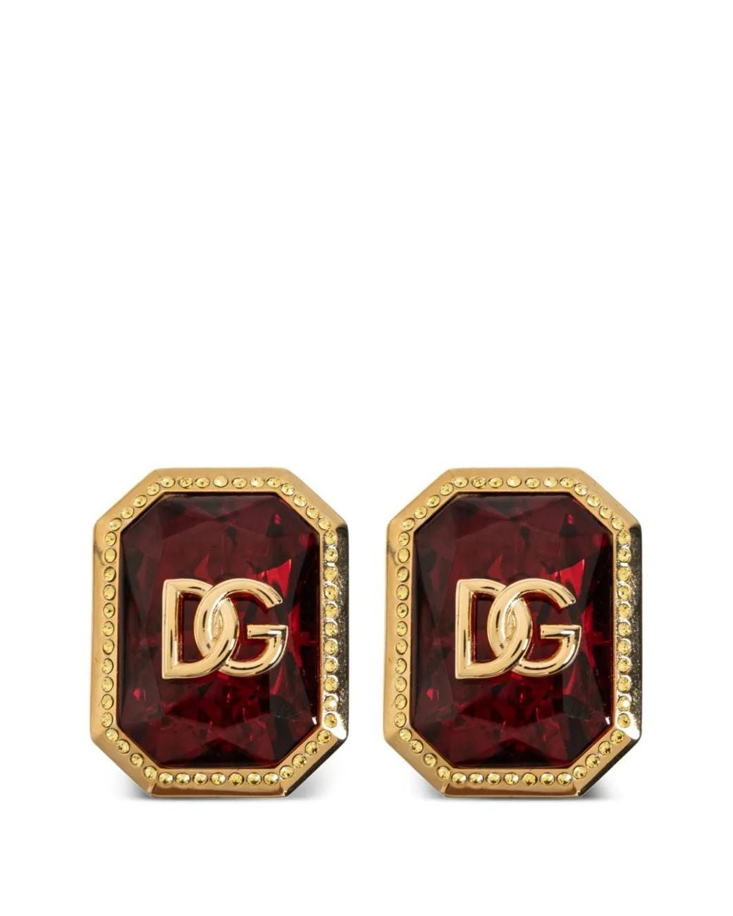 Dolce & Gabbana Metallic Dg Logo Crystal-Embellished Clip-On Earrings