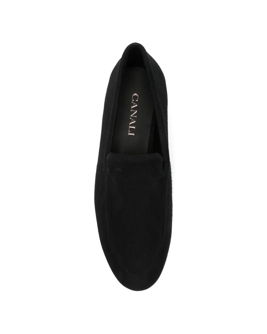 Canali Black Herringbone-Pattern Loafers for men