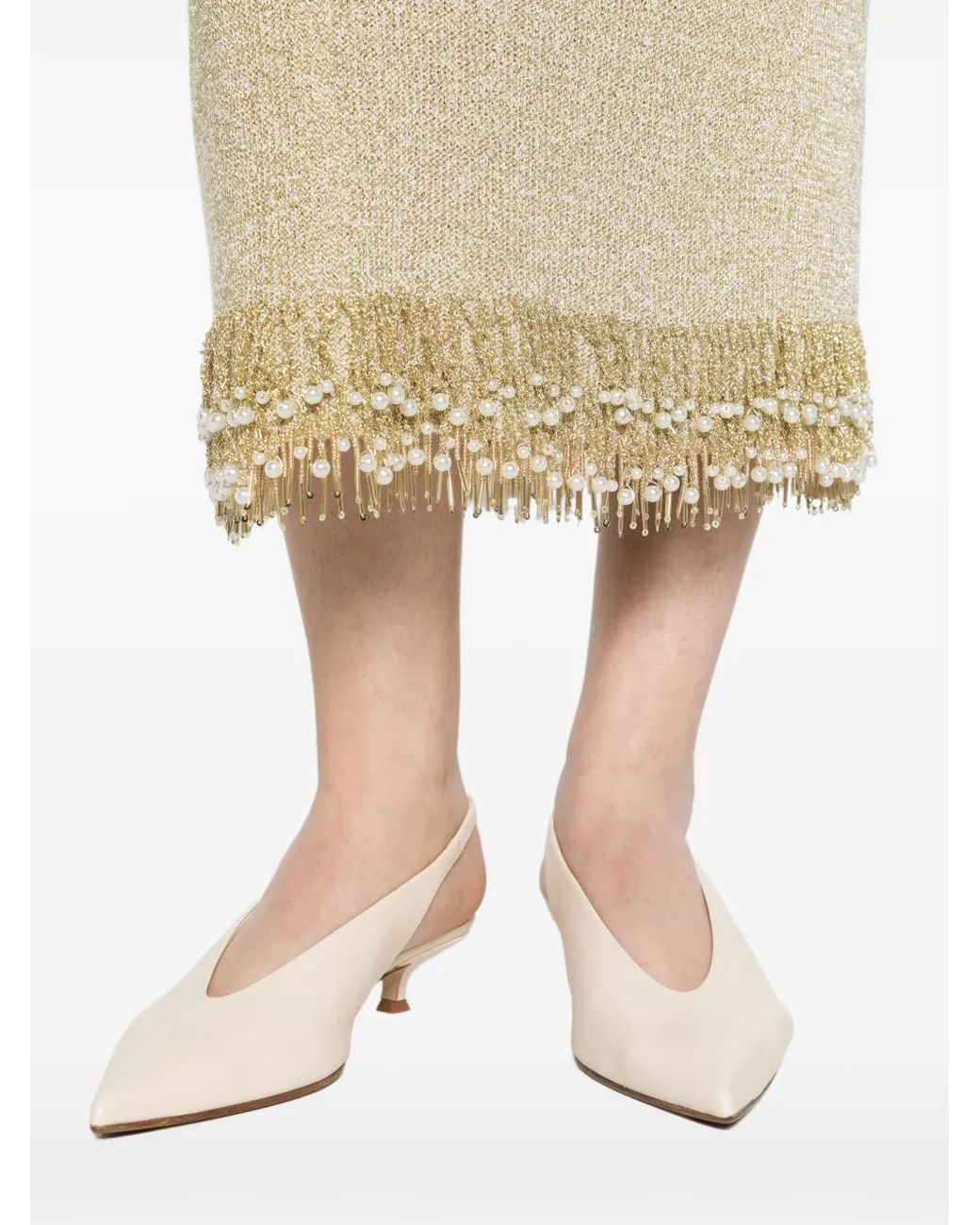 Jonathan Simkhai White Zeni Pearl Fringe Skirt