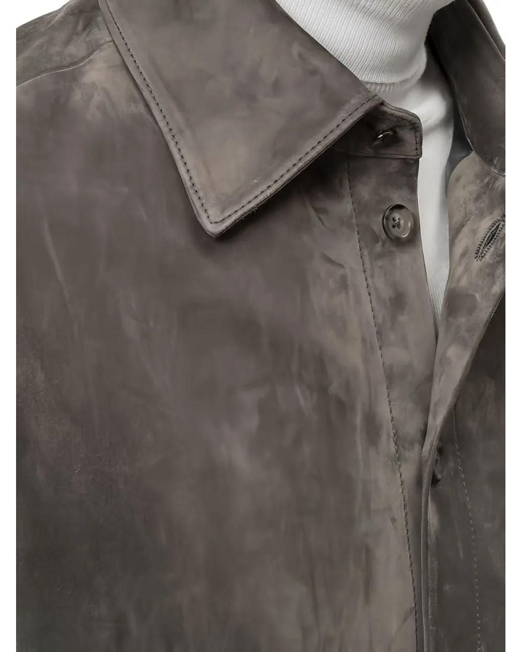 Dolce & Gabbana Brown Suede Button-Down Shirt for men