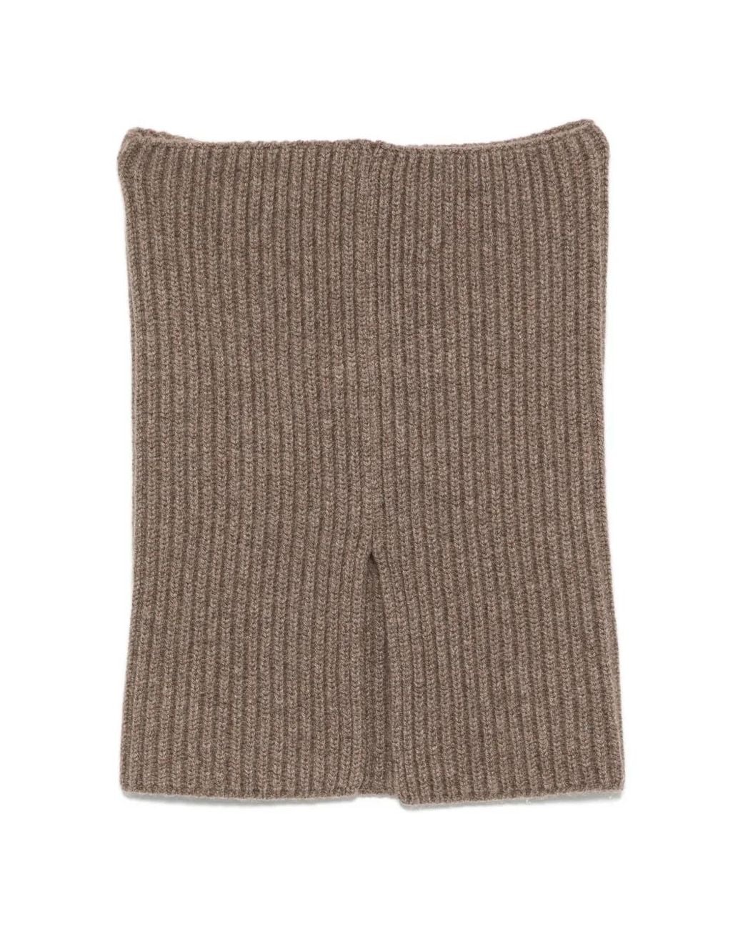 Uma Wang Brown Ribbed-Knit Snood Scarf