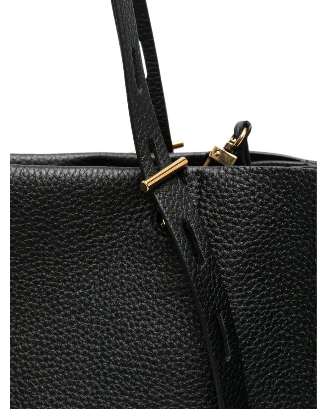 MINOBOSSI Black Pebbled-Leather Tote Bag