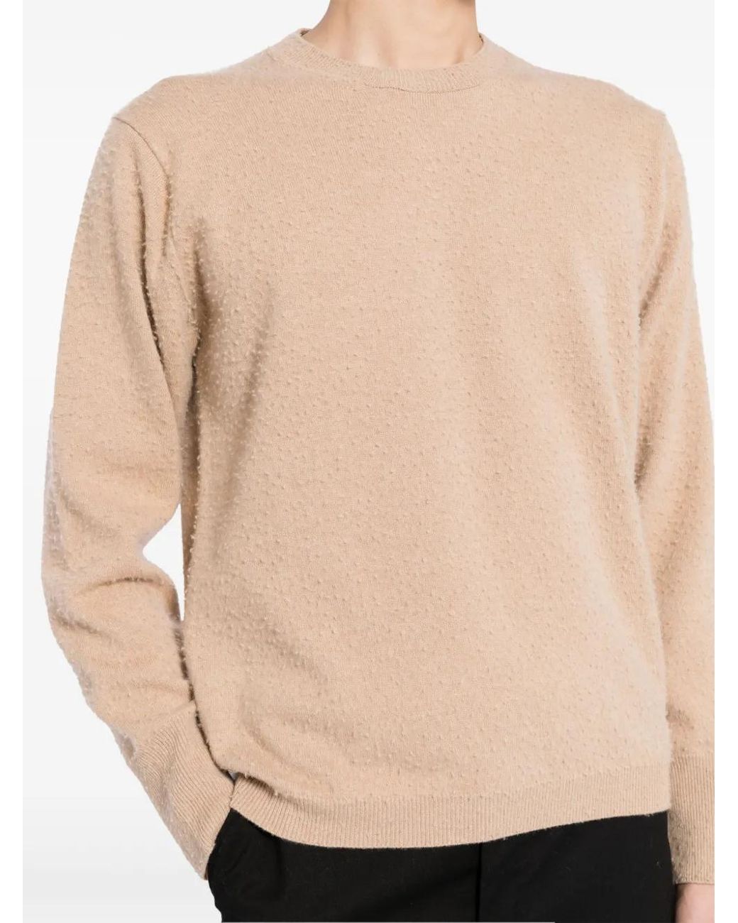 Maison Margiela Natural Logo-Stitched Piled-Finish Jumper for men