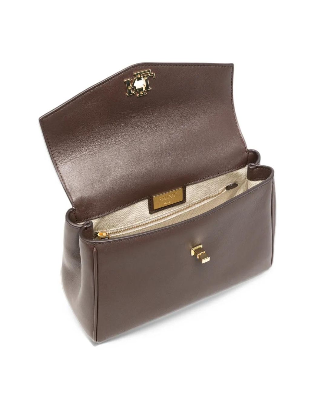 Ralph Lauren Brown Sac Porté Épaule En Cuir À Plaque Logo