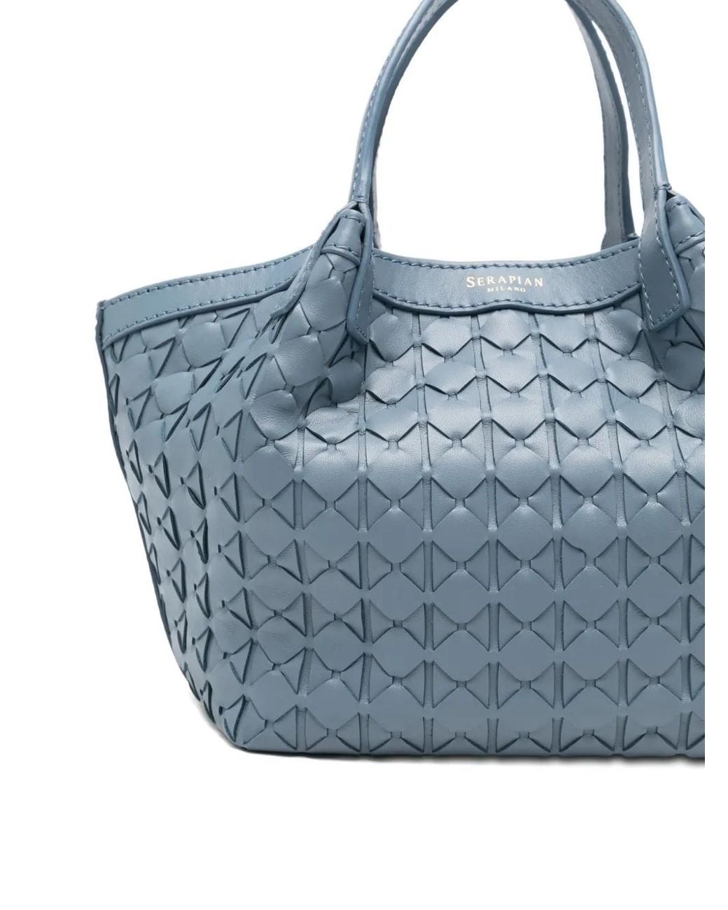 Serapian Blue Mini Secret Leather Tote Bag