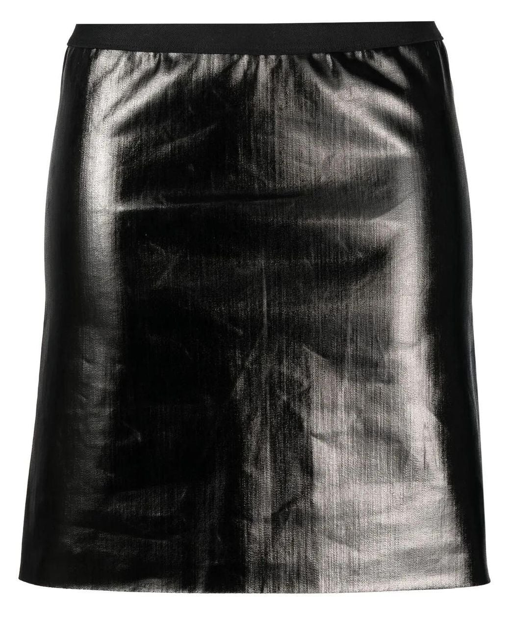 Rick Owens Black Glossy-Finish Short Skirt
