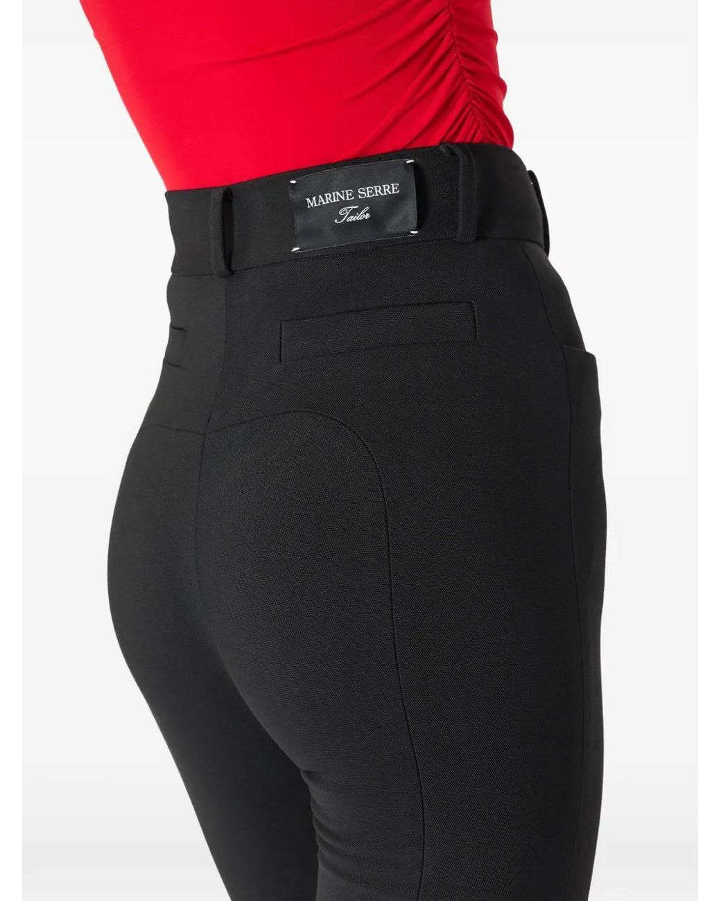 MARINE SERRE Black Tailored Slim-Flim Pants With Sculptural Seam Lines