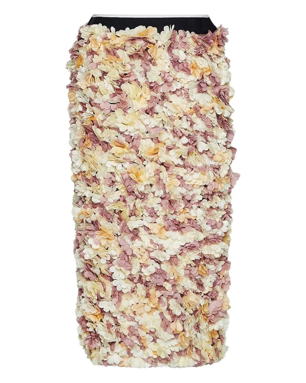 Marni Natural Flower-Embellished Midi Skirt