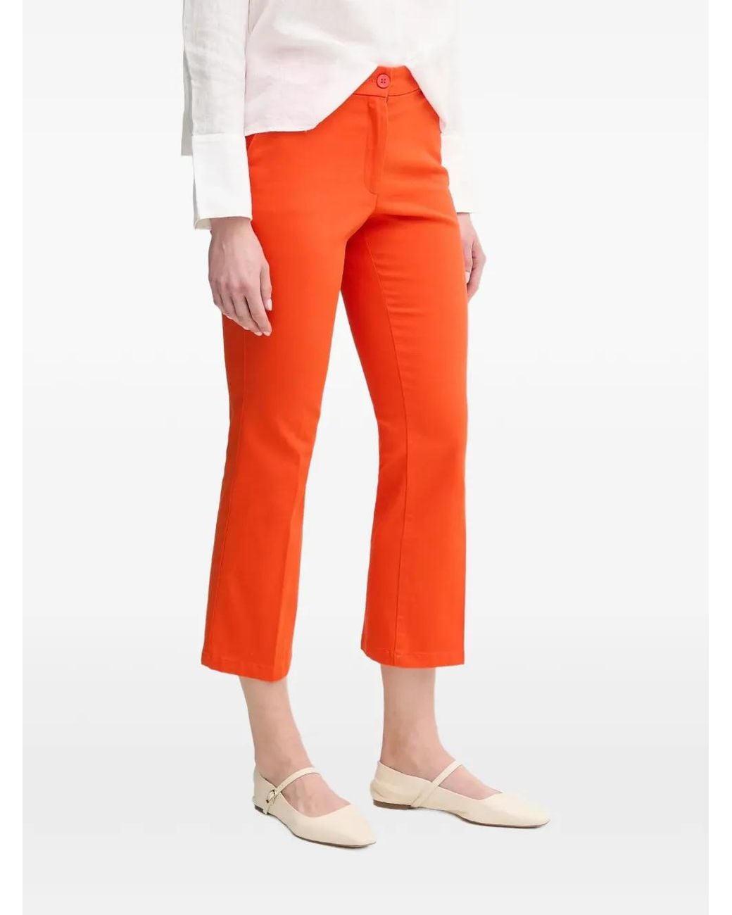 Sisley Red Trumpet Button-Fastening Trousers