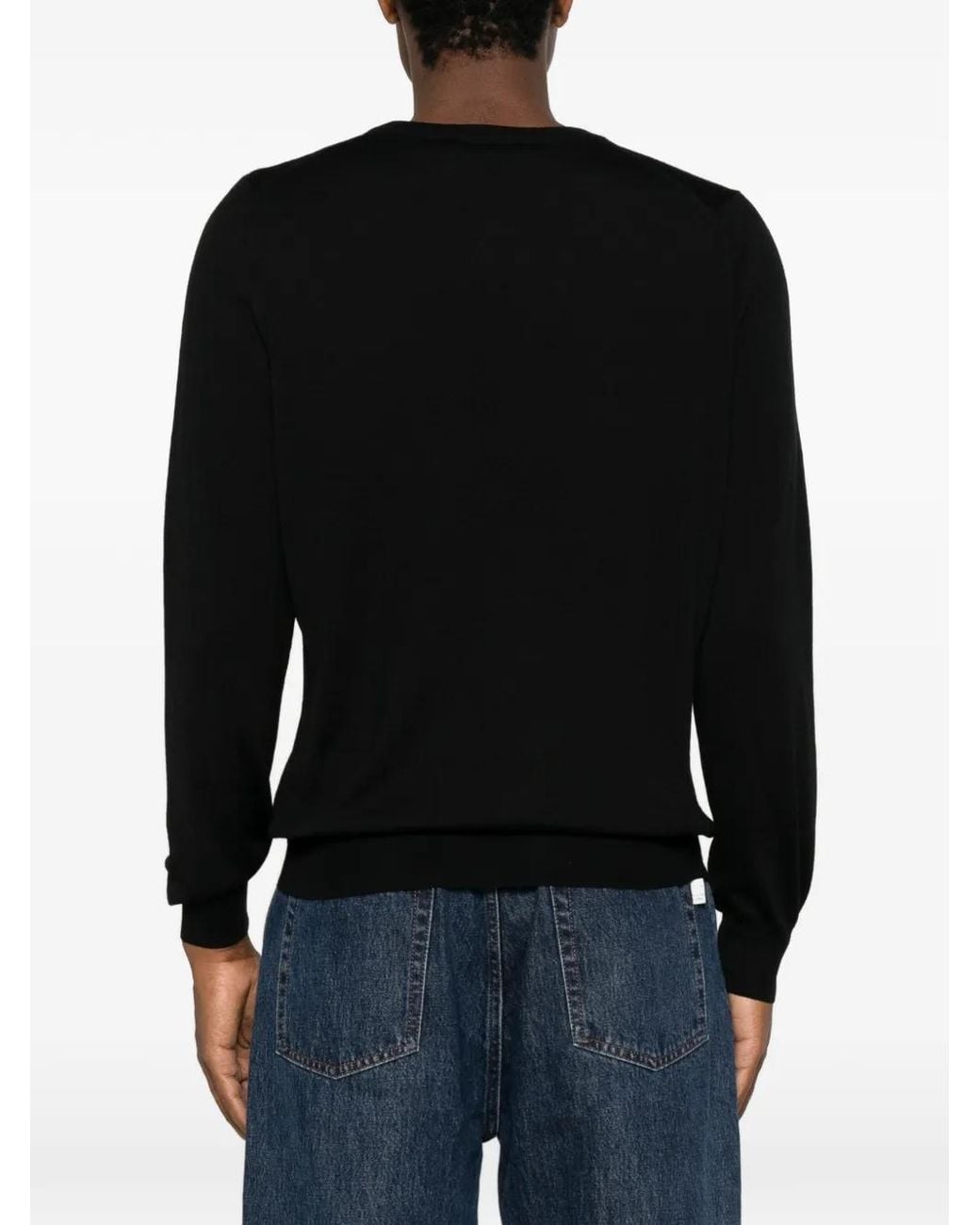 Gran Sasso Black Crew-Neck Long-Sleeve Sweater for men