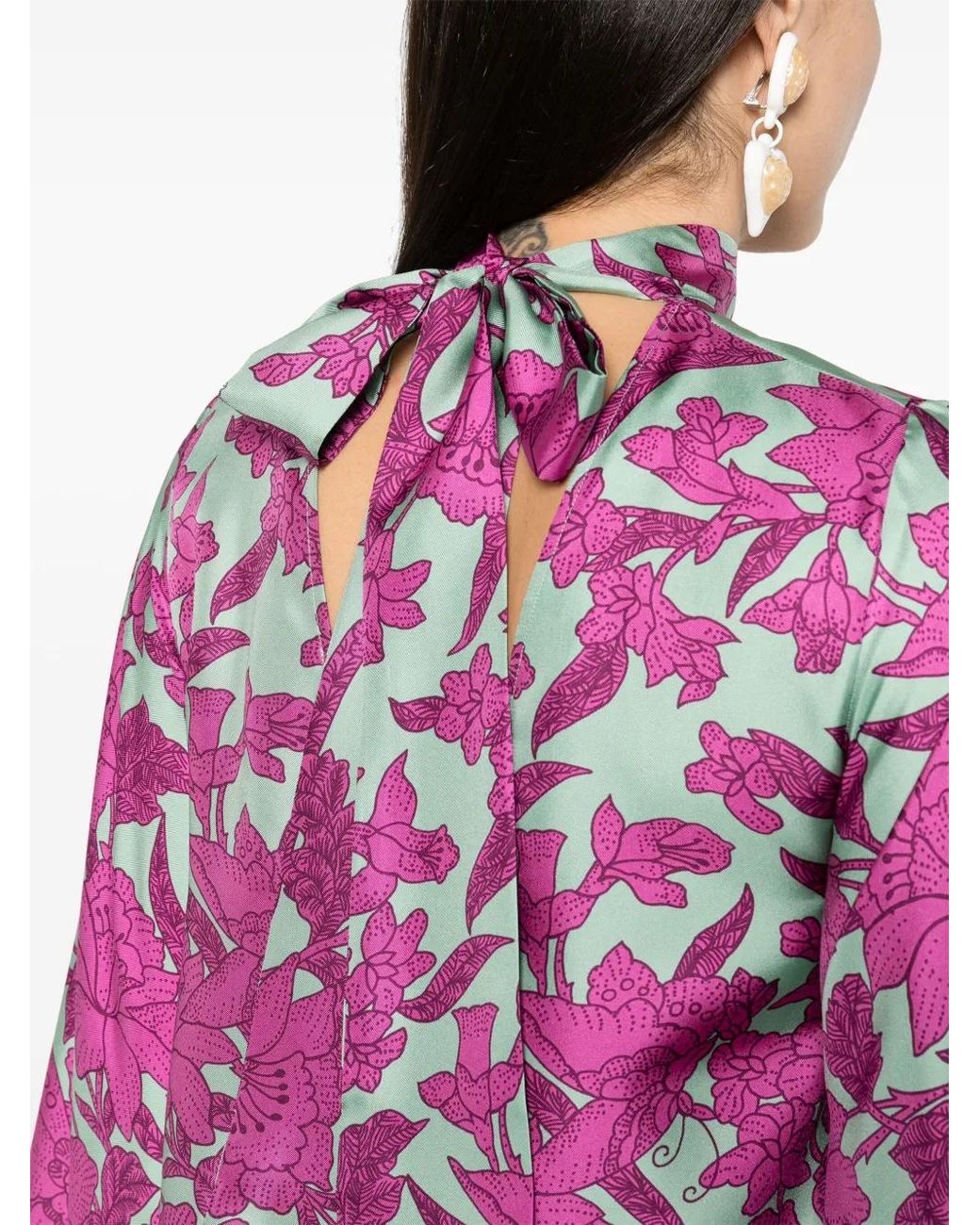 LaDoubleJ Purple Magnifico Silk Twill Midi Dress