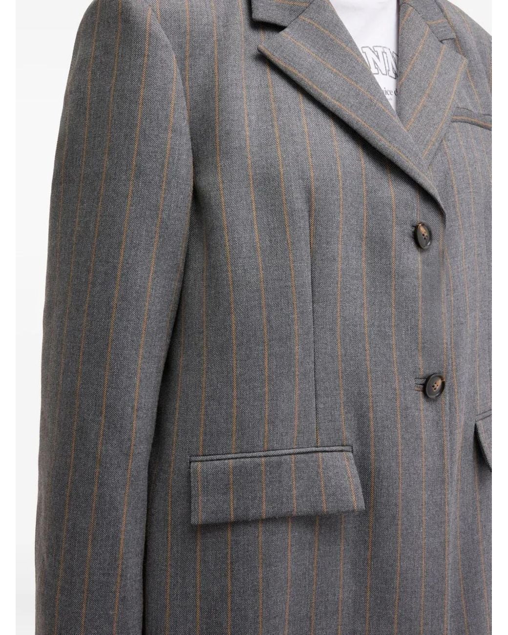 Ganni Gray Pinstripe Blazer