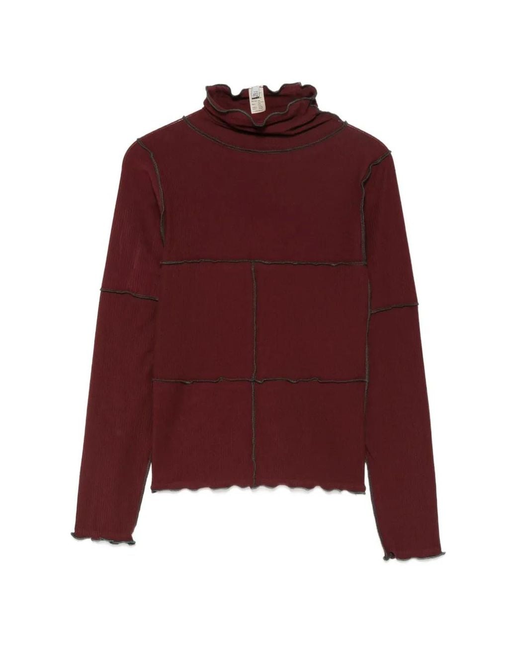 Baserange Red Exposed-Seam Ribbed-Knit Top