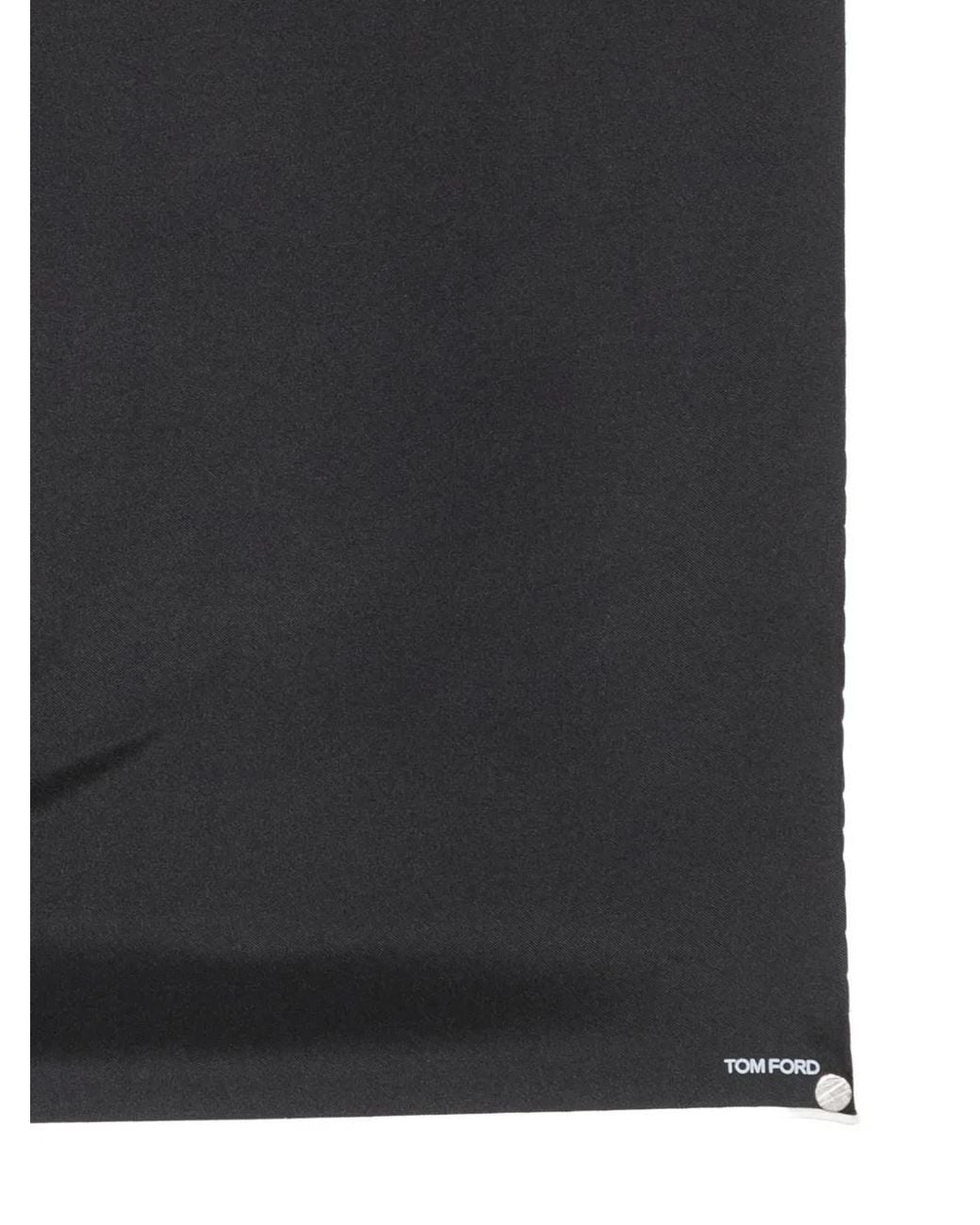 Tom Ford Black Logo-Print Pocket Square for men