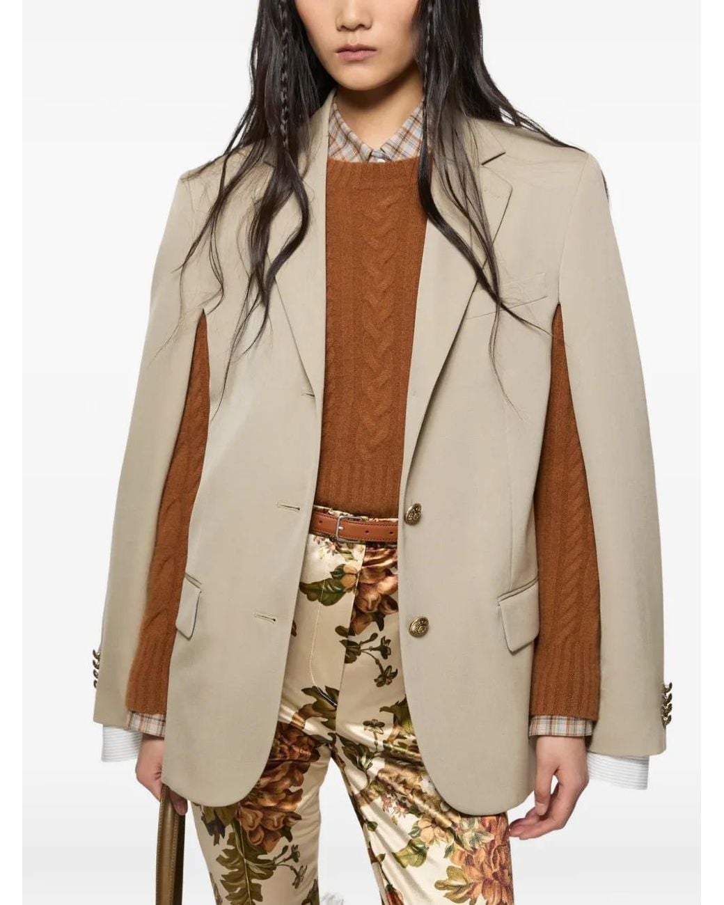 Acne Natural Layered Wool Suit Jacket