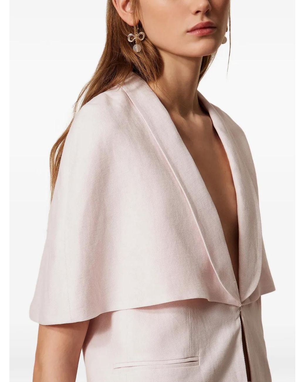 Twinset White Linen Blend Cape Jacket