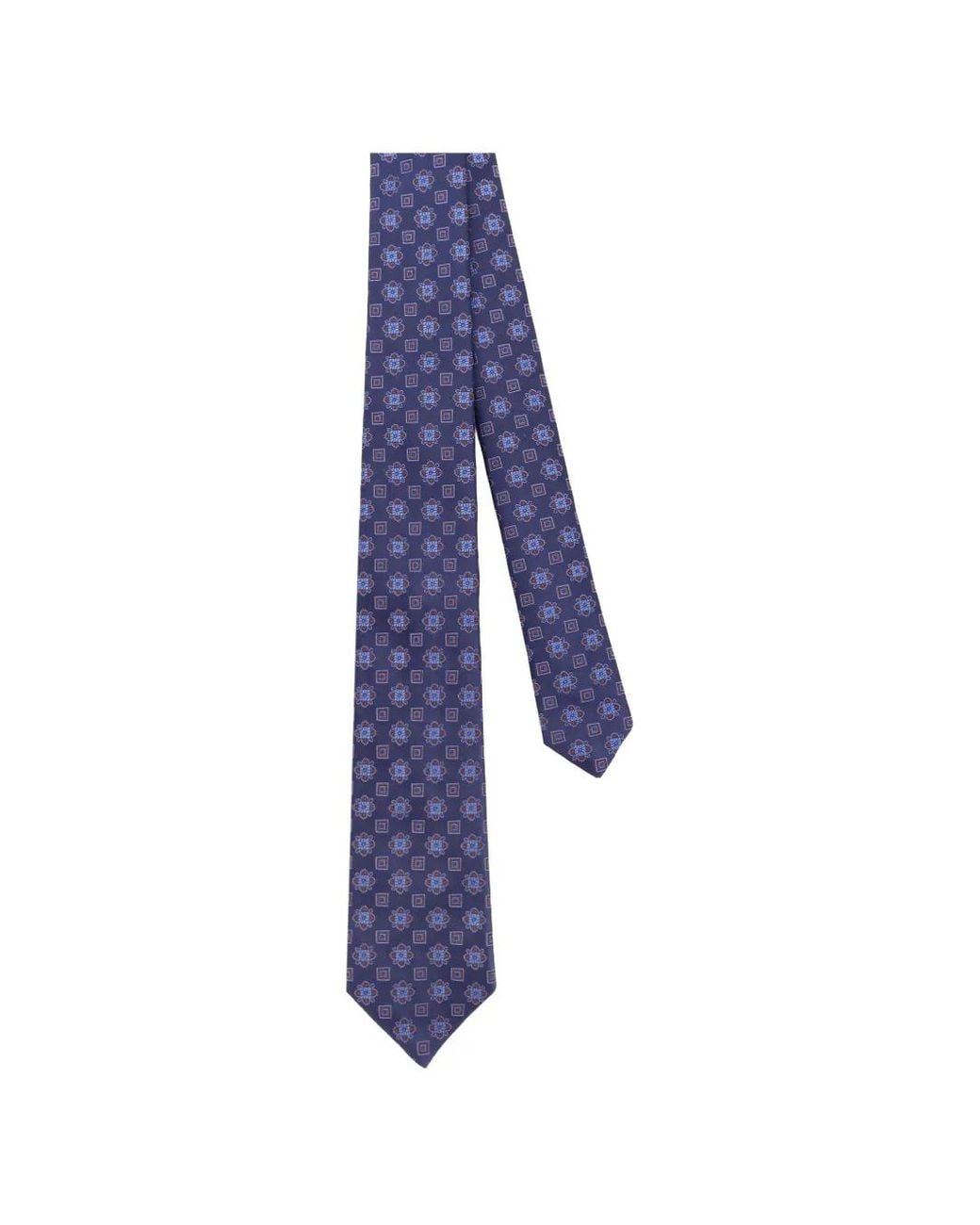 Kiton Blue Geometric-Print Tie for men