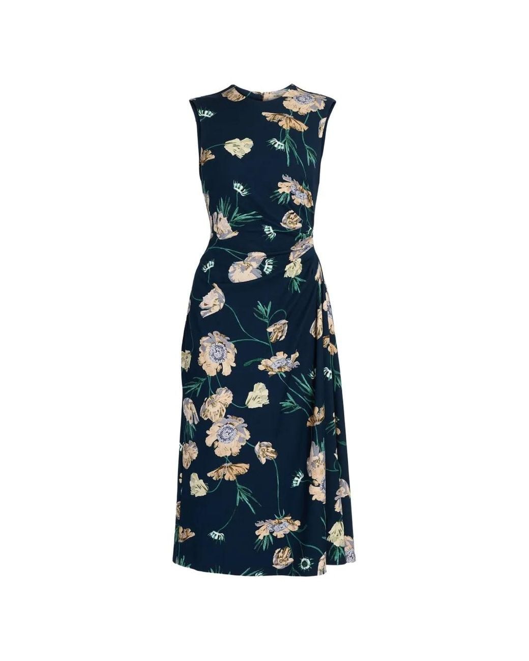 Erdem Blue Floral-Print Midi Dress