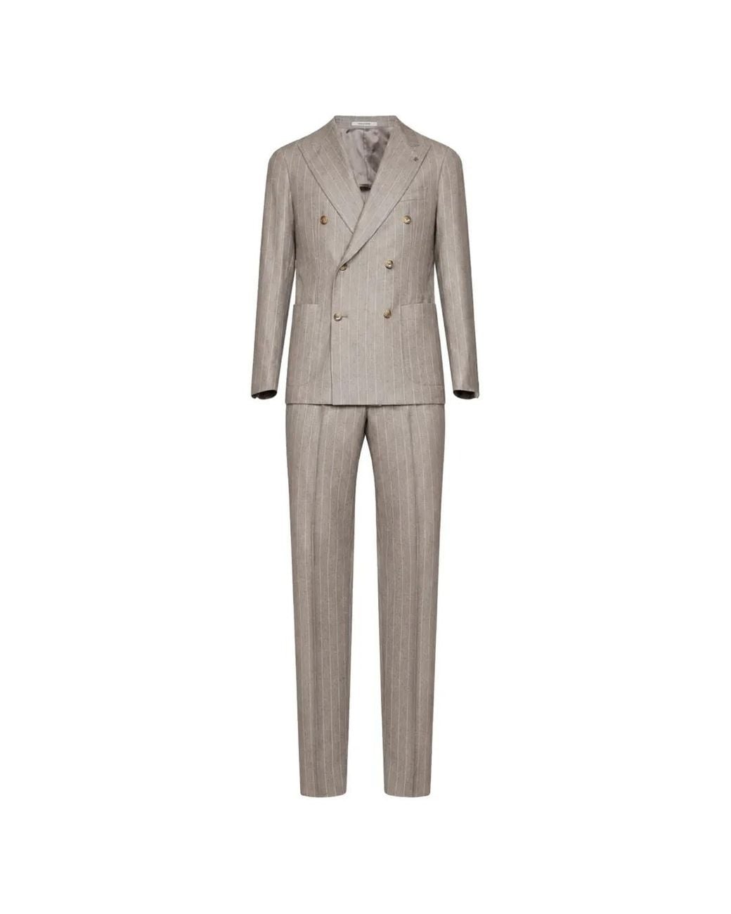 Tagliatore Gray Pinstriped Double-Breasted Suit for men
