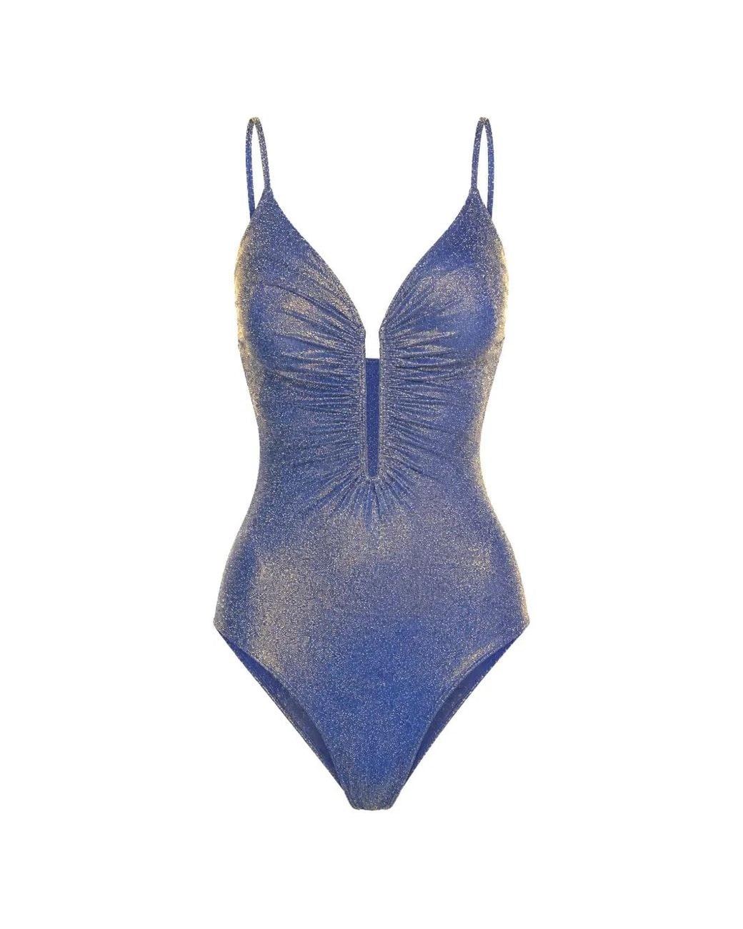 Zimmermann Blue Tallow Ruched Swimsuit