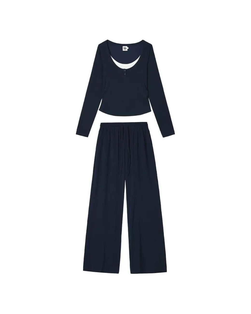 B+ AB Blue Layered-Effect Long-Sleeve Tracksuit Set