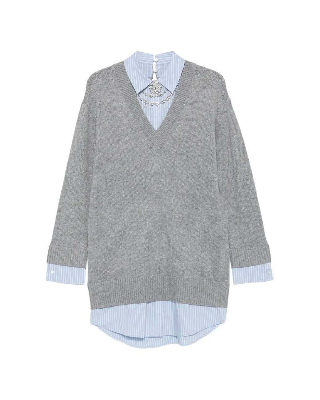 Cinq À Sept Gray Robe Courte À Effet Superposé Et Ornements