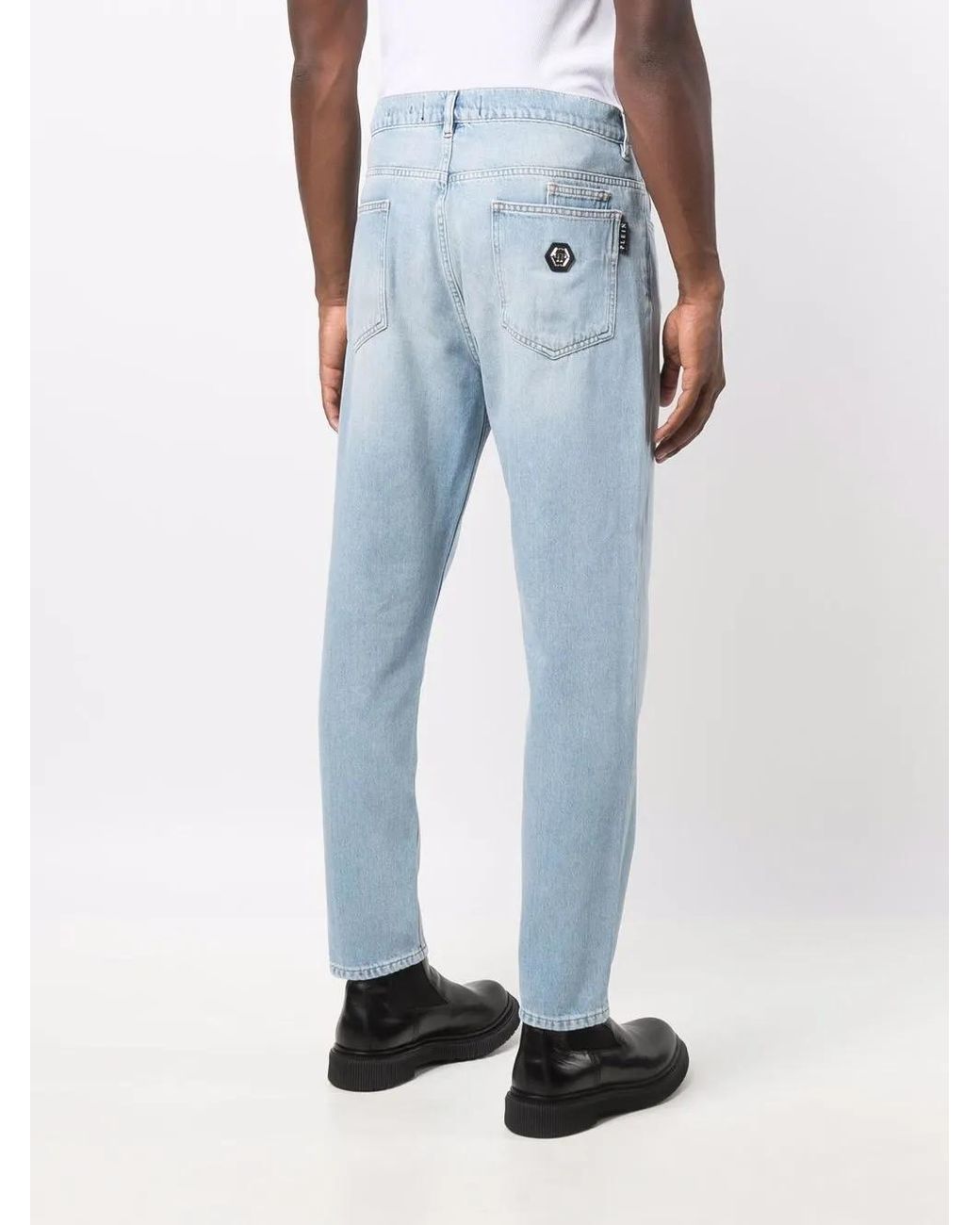 Philipp Plein Blue Iconic Carrot-Cut Jeans for men
