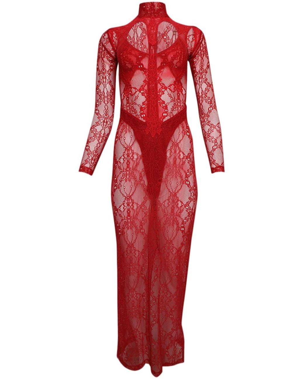Dion Lee Heart Loop Lace Dress in Red | Lyst