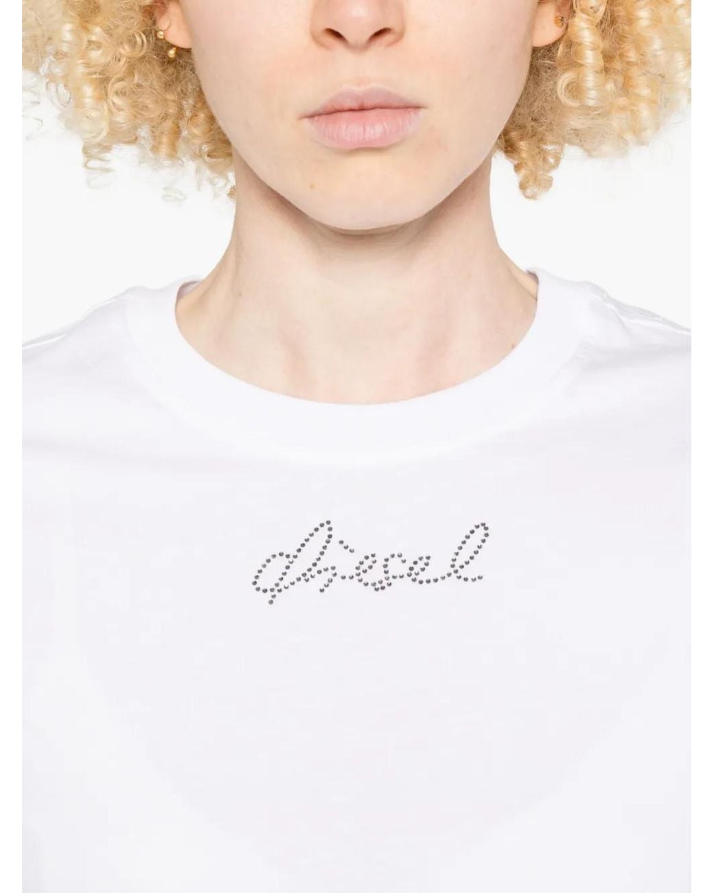 DIESEL White Short-Sleeves Logo T-Shirt
