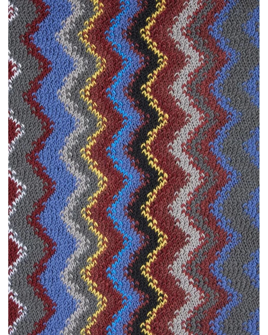 Missoni Blue Abstract Striped Pattern Wool Blend Scarf for men