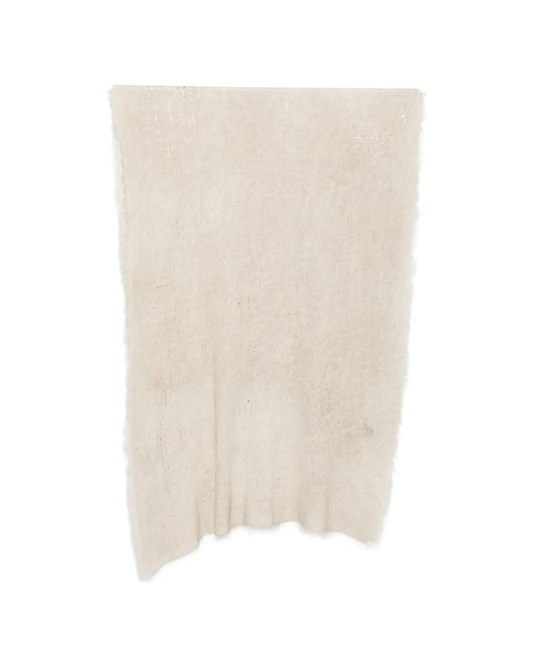 Avant Toi White Foil-Print Frayed Scarf