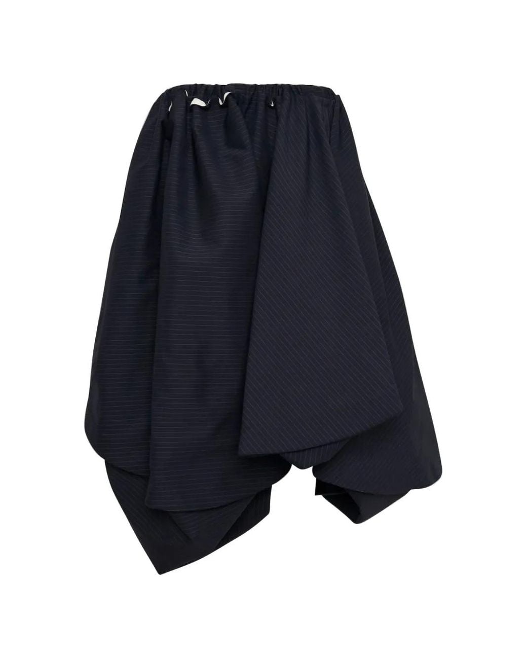 Tao Comme Des Garçons Blue Jupe Mi-Longue Froncée À La Taille Et À Fines Rayures