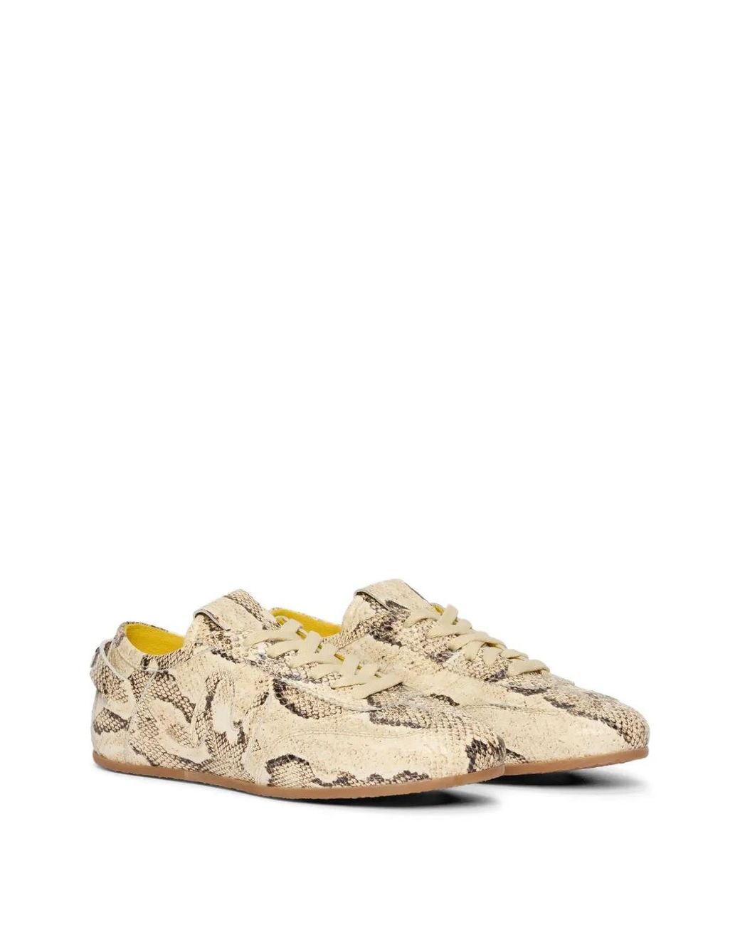 MSGM White Snakeskin Lace-Up Sneakers