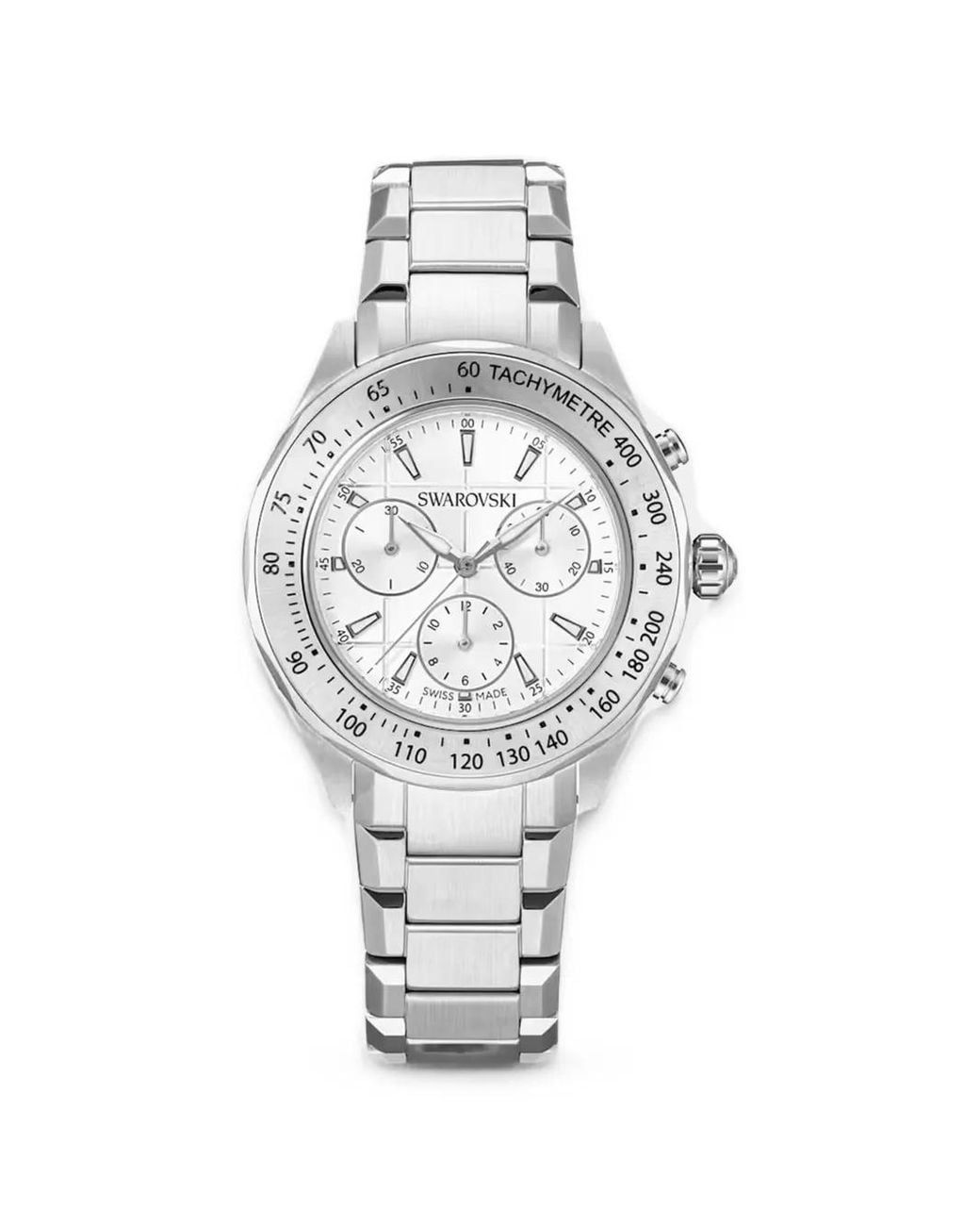 Swarovski White Tachymeter Bezel Chronograph 37Mm Watch