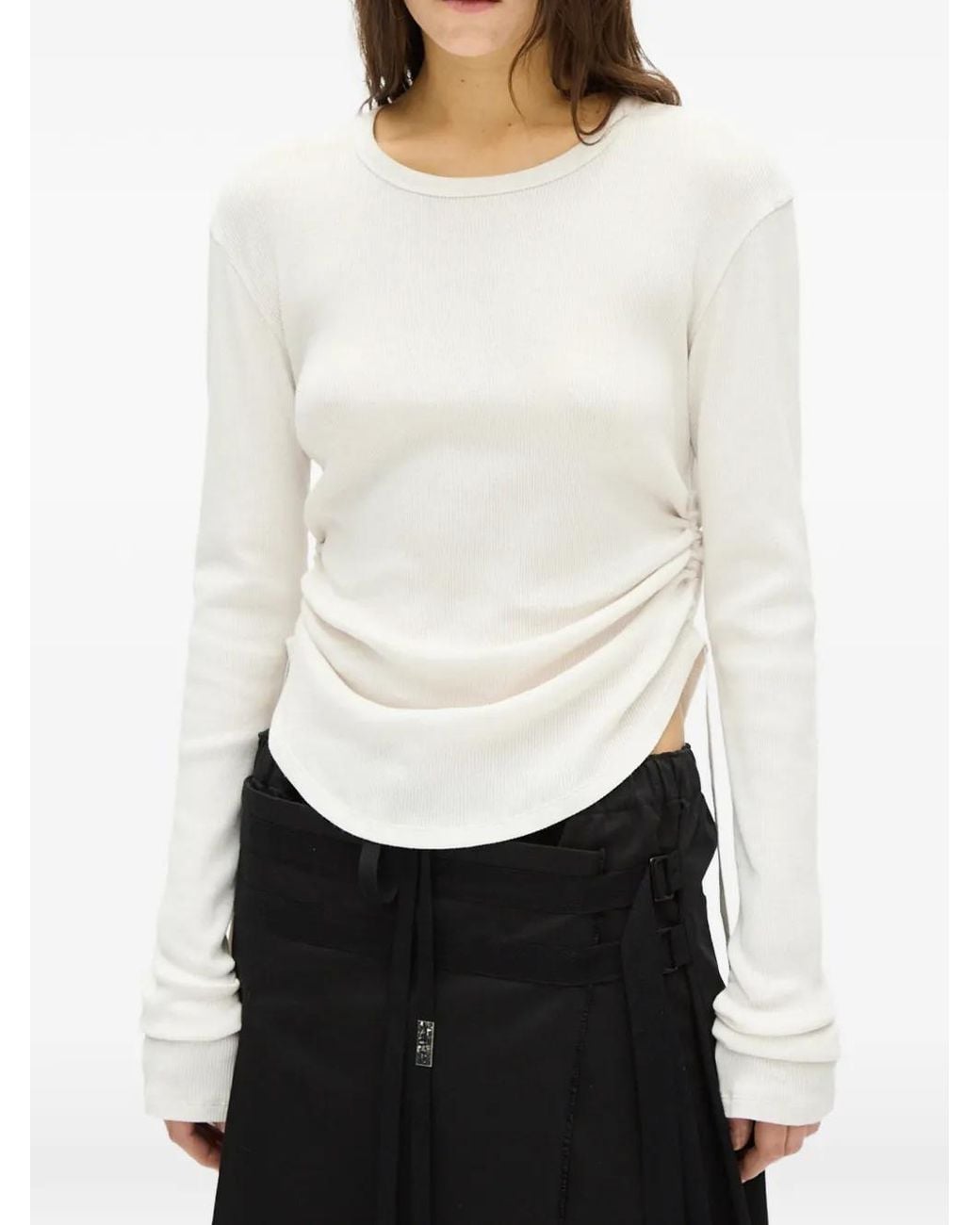 Ann Demeulemeester White Dot Wrinkled Long-Sleeve T-Shirt
