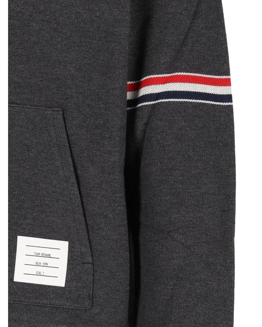 Thom Browne Gray Stripe-Detail Button-Up Sweater for men