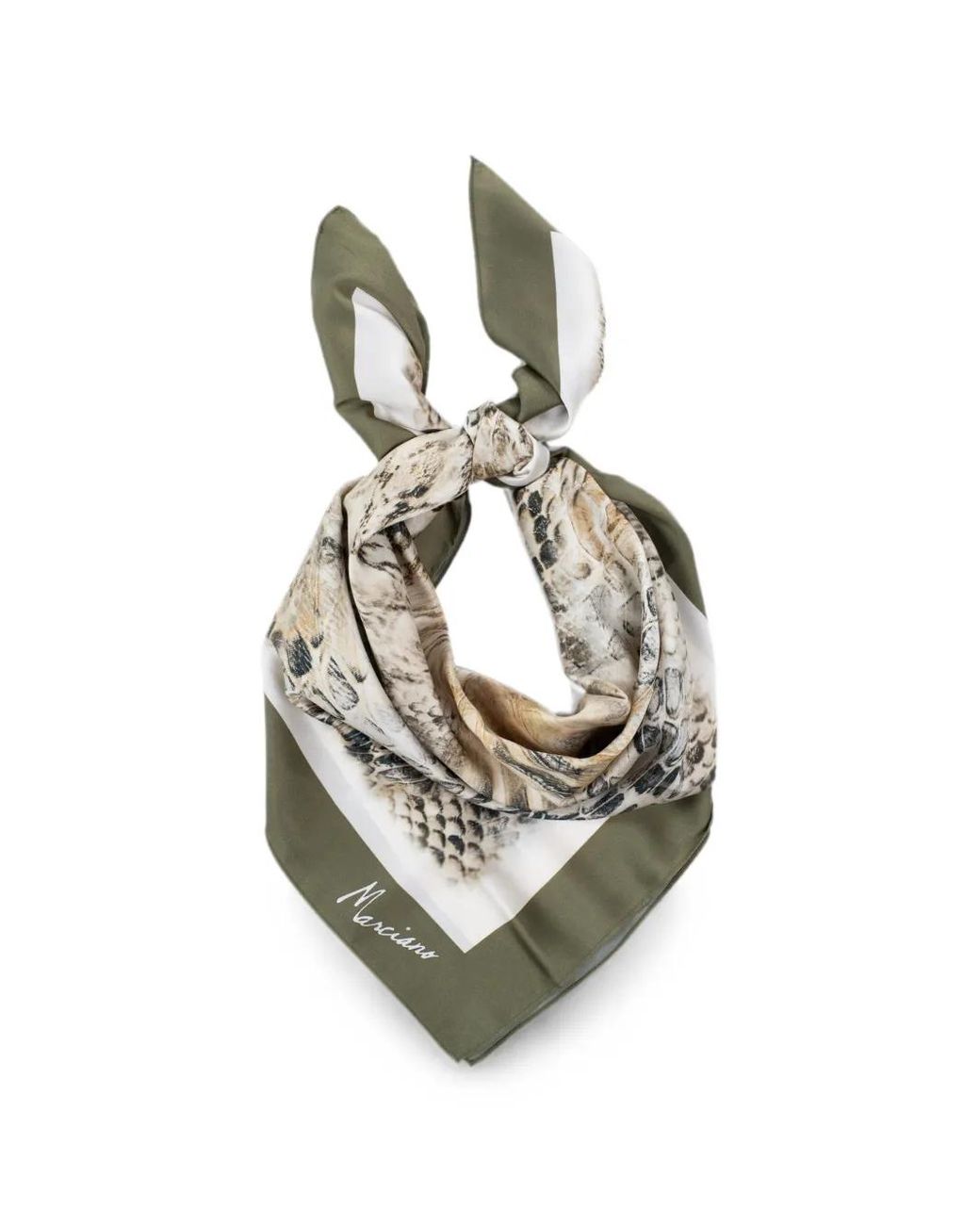 Guess Metallic Snake-Print Logo-Print Scarf