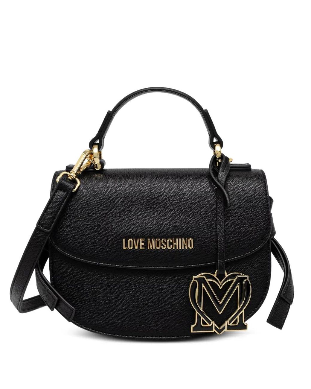 Love Moschino Black Logo-Plaque Pebbled Tote Bag