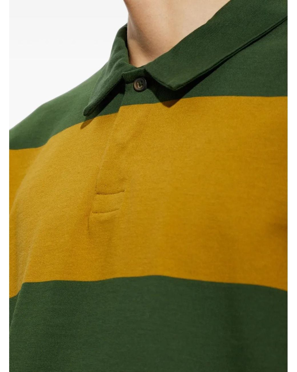 Paul Smith Yellow Striped Long-Sleeve Polo Shirt for men