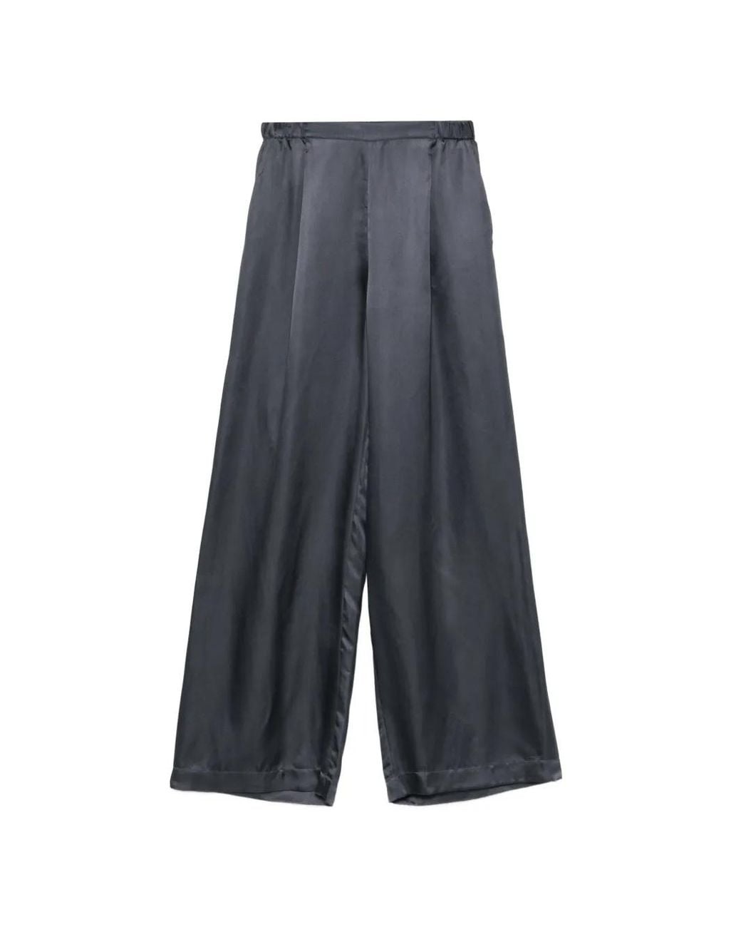 Carine Gilson Blue Satin Wide-Leg Trousers