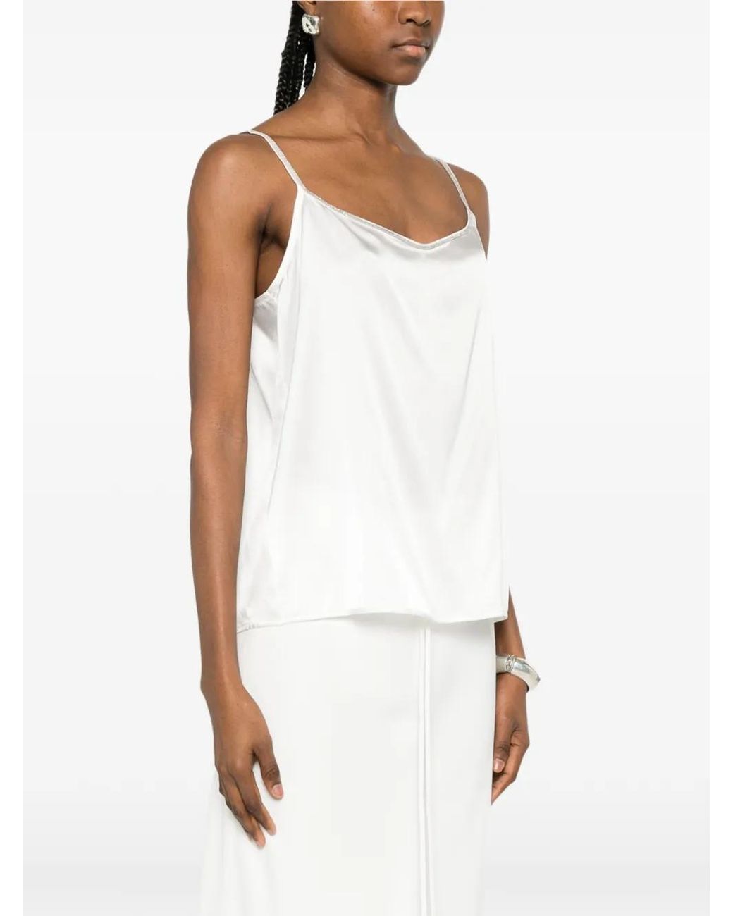 Panicale White Beaded-Strap Top