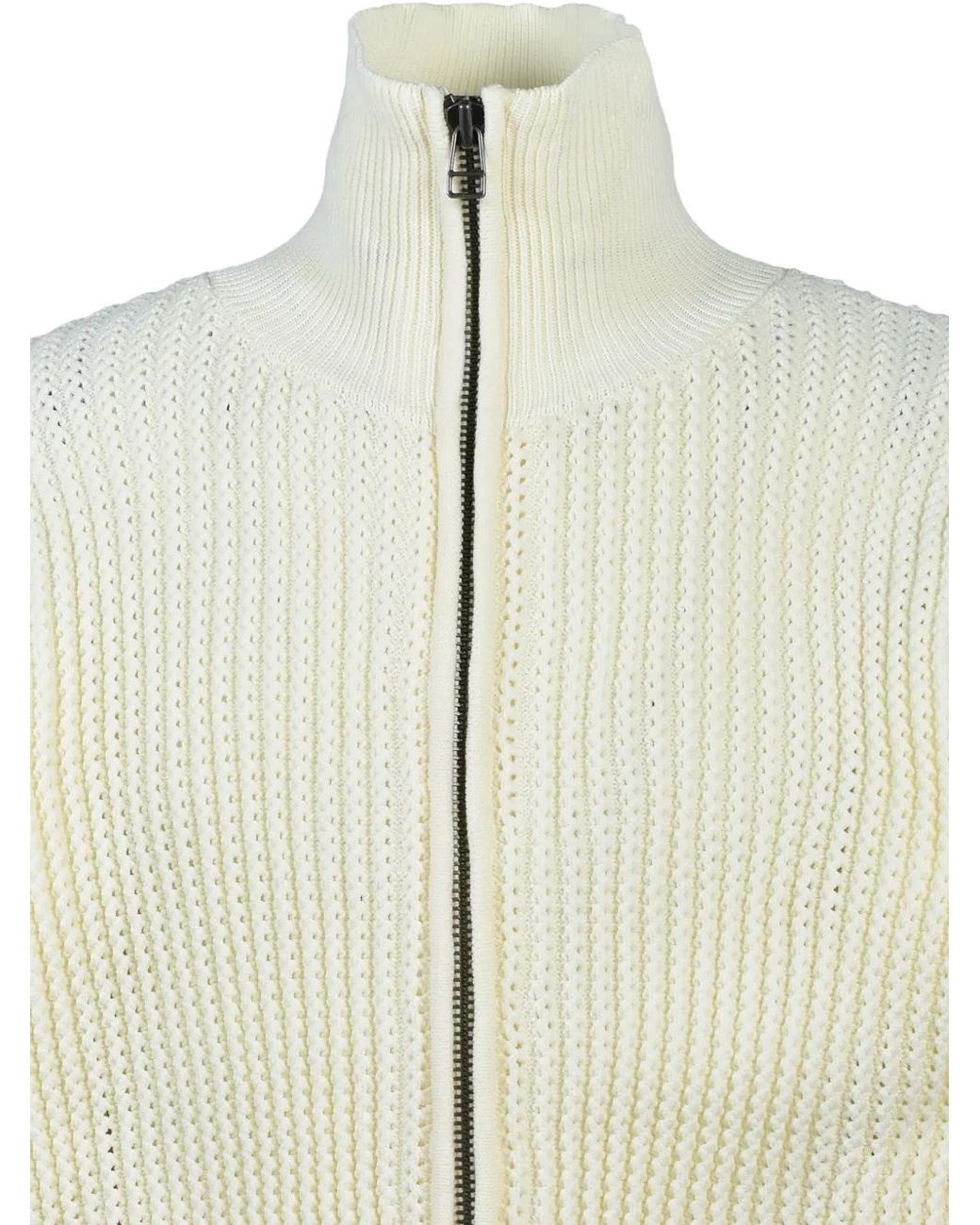 BREATH White Ribbed-Knit Zip-Up Cardigan for men